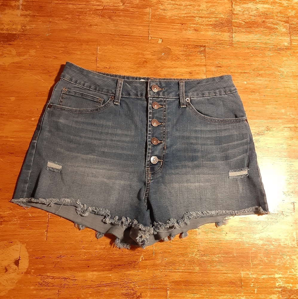Rewash High Rise Womens Denim Distressed Shorts